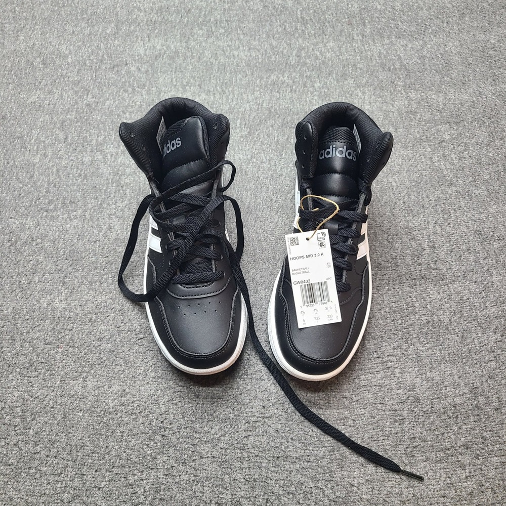 Adidas Hoops Mid 3.0 K Kids Size‎ 5 Black New Basketball Sneakers GW0402
